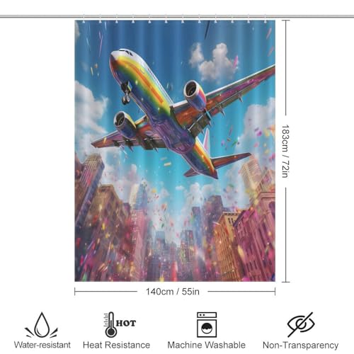 Avion rideau de douche lavable 140x183 en polyester pour baignoire - 4