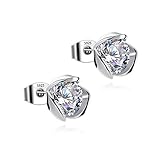 925Silver needle Studs Earrings Brilliant Cut Simulated Diamond Cubic Zirconia Rose flower Stud Earrings for Sensitive Ears priercing