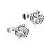 925Silver needle Studs Earrings Brilliant Cut Simulated Diamond Cubic Zirconia Rose flower Stud Earrings for Sensitive Ears priercing