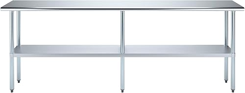Vista 538 de AmGood Mesa de trabajo de acero inoxidable de 18 pulgadas x 36 pulgadas Mesa de preparación de alimentos de cocina de metal NSF
