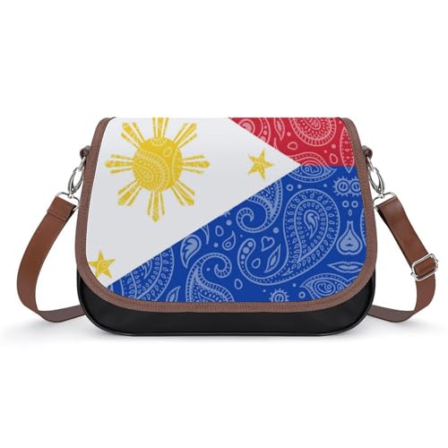 Paisley Philippines Flag PU Leather Crossbody Bag, Mini Phone Sling Bag Wallet Purses, Handbag for Women, Fashion