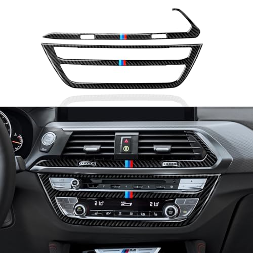 2PCS Car CD Panel Trim Center Console Cover Carbon Fiber Sticker Decal fits for BMW X3 G01 X4 G02 2018 2019 2020 2021 Accessories