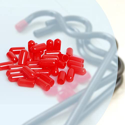 Image of Rubber Round End Cap Cover 7 /20 Inch (9mm) Screw Thread Protectors PVC Flexible Tubing Pipe Protective Bolt Screw Thread Protector Safety Cover | for Pipe Post Tubing Rod Cover 100 Pcs (Red)