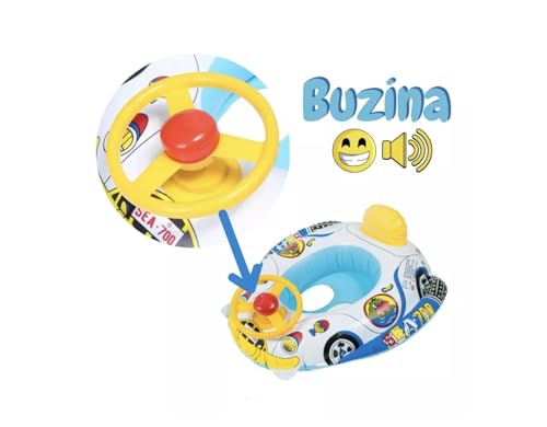 Boia Flutuante Bote Inflável para Bebês Crianças Flutuador de Piscina Infantil Carro Carrinho com Vo