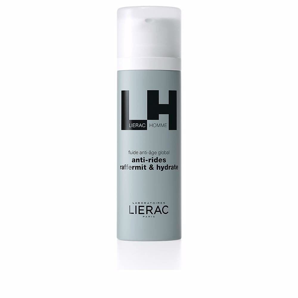 Lierac Homme Fluido Anti Rughe Idratante Tonificante Viso e Contorno Occhi da Uomo, con Acido Ialuronico, per Tutti i Tipi di Pelle, Formato da 50 ml
