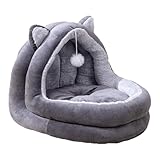 Cama Cueva para Gatos,Semicerrado con Juguete de Bola - Cama Acogedora para Gatos y Casita para Perros Pequeños,para Perros Pequeños Interior Dormitorio Sala Apartamento