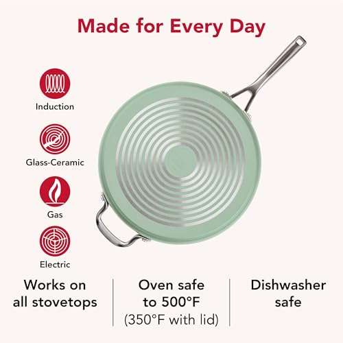 Image of KitchenAid Hard Anodized Non Stick Ceramic Frying Pan 5-Qt, Cardamom