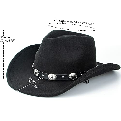 Utaly Womens Felt Western Cowboy Hats For Men Wide Brim Cowgirl Fedoras Hat With Belt Buckle #TOP3