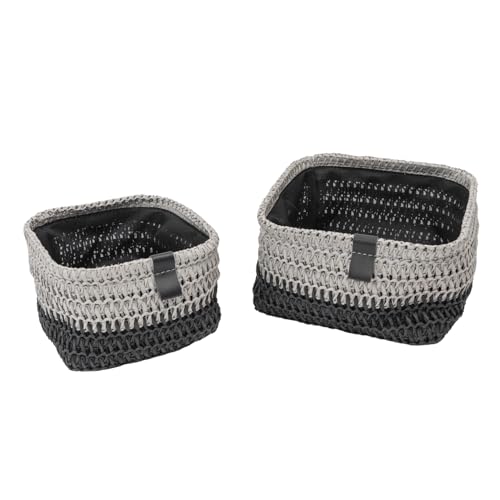 Panier de rangement Kenzi JVL lot de 2 bacs carrés gris clair