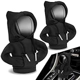 Auto Dynasty 2pcs Car Gear Shift Knob Hoodie, Mini Hoodie Shifter Cover, Automotive Interior Decoration, Gear Shifter Stick Protector, Auto Manual Transmission Lever Cover, Black