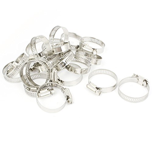Aexit 20 Pcs Clamps 10mm Wide Hose Clamp Worm Gear Hose Pipe Fitting Clamp Strap Clamps Assortment 21-38mm