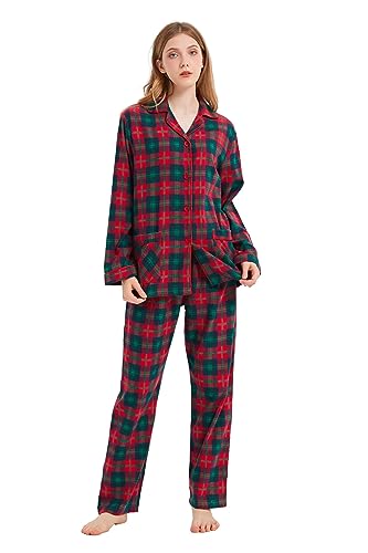 kolipajam Passendes Pyjama-Set für Paare 100% Baumwolle Flanell Schlafanzug für Paare weicher Schlafanzug mit Taschen