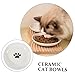 Hohopeti 3pcs Non-Slip Silicone Bottom Cat Bowls Ceramic Dishes for Food and Water Reducing Whisker Stress for Kittens and Cats of All
