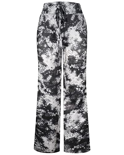 Image of NEWCOSPLAY Women's Comfy Pajama Pants Casual Drawstring Palazzo Lounge Wide Leg Pants
