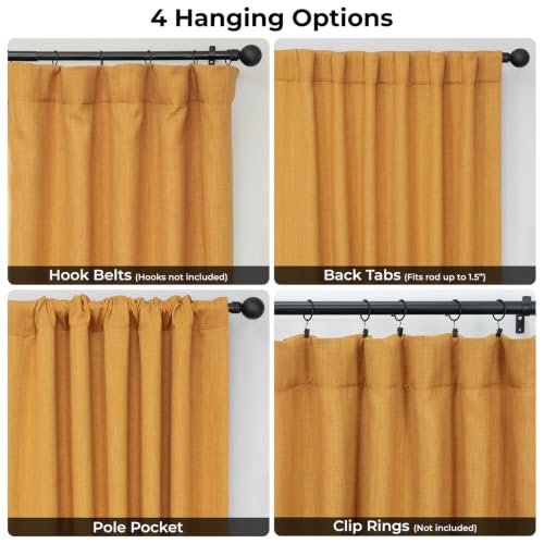Image of HPD Half Price Drapes - Faux Linen Curtains for Living Room (1 Panel) - 100W X 96L - Extra Wide Textured Room Darkening Curtains for Bedroom 96 Inches Long - Drapes for Home Decor, Dandelion Gold
