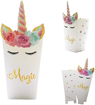 Astrau Gormet Popcorn Box Pack (24 Packs) - Unicorn Popcorn Treats Boxes Party Favors Set Perfect for Birthday Themed Parties, Movie Nights and Carnivals