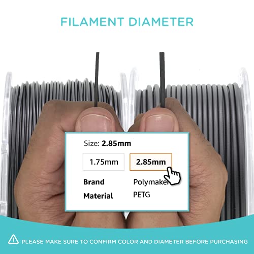 Image of Polymaker PETG Filament 2.85mm 1kg Grey 3D Printer Filament, PolyLite PETG 3D Printing Filament 2.85mm, Dimensional Accuracy + /- 0.03mm, Print with Most 3D Printers