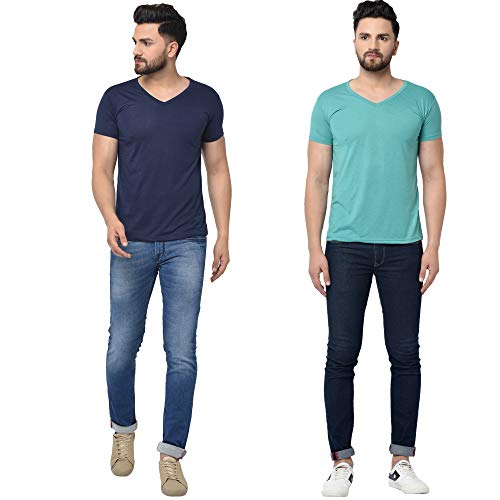 Image of JANGOBOY Men's V-Neck Cotton T-Shirt (Pack of 2)