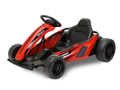 INDALCHESS Drift Kart 24 V pour enfants, 15 km/h, moteurs 200 W, rouge