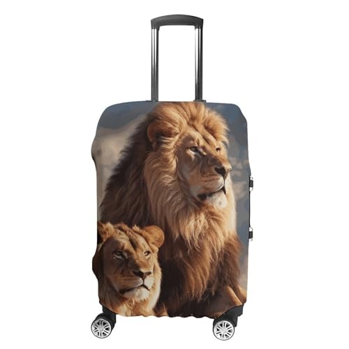 Carry on Luggage Cover Two Lions Suitcase Covers for Luggages Tsa Approved Travel Luggage Sleeve Protector Elastic Suitcase Protector Anti-Scratch Washable Fits 19-30 Inch Case -M
