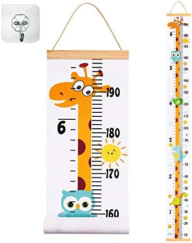 JJGoo Baby Growth Height Chart Hanging Ruler Wall Decor for Kids, Canvas Removable Height Growth Chart 79" x 7.9"(Giraffe)