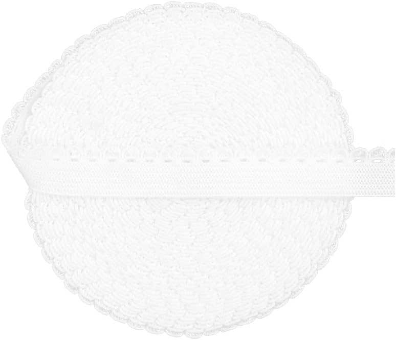 Bristlegrass Picot Loop Elastic Band for Sewing 3/8" 10mm Roll Spool Decorative Frilly Lace Stretchy Ribbon for Lingerie Underwear Sewing Trim (F-3/8 Inch x 50 Yards,White)