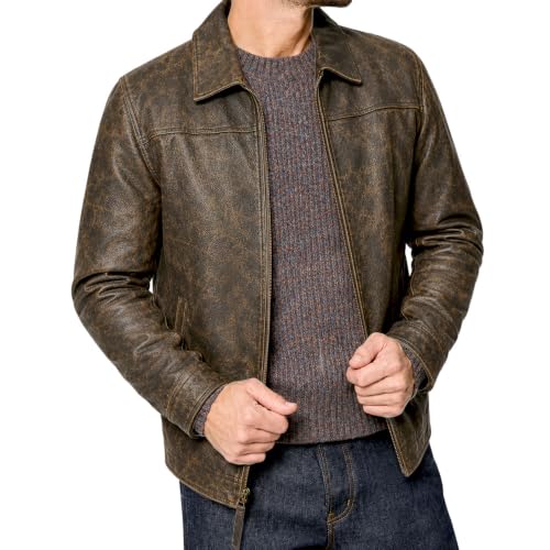Image of Isaac & David Chicago Men's New Black /Brown Lambskin Leather Classic Open Bottom Jacket Motorcycle Vintage Racing Jacket