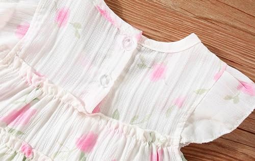 Toddler Girls Ruffle Dress Sleeveless Flower Girls Swiss Dot Flowy Pleated Party Dress Size 1-6T4