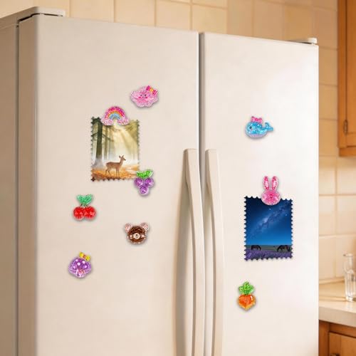 Imanes decorativos de animales y frutas 9 piezas miniatura 5
