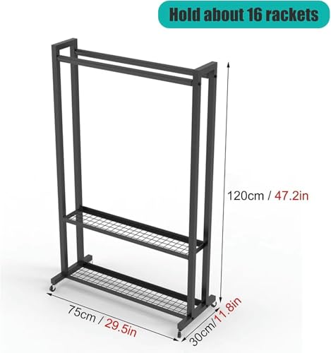 Rangement raquettes badminton en métal robuste noir mat - 2