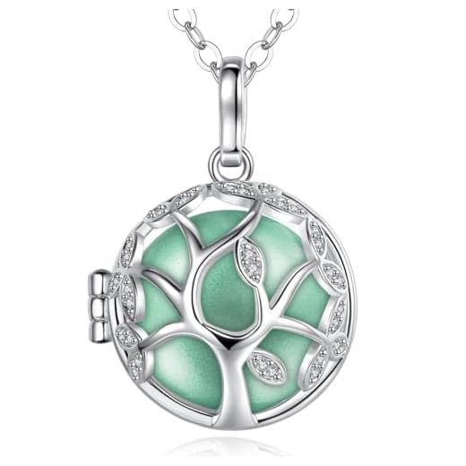 EUDORA Harmony Ball Llamador de Angeles Embarazada, Colgantes Mujer Carillón Música Cadena con Circonita Cúbica y Diseño árbol de Armonía, 76,2 cm