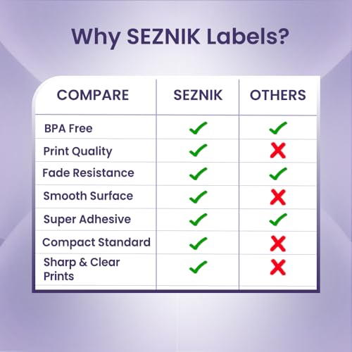 Image of Seznik Thermal Sticky Labels - 50x75 mm - White - Pack of 5 Rolls (50mmx75mm - 450 Lables)