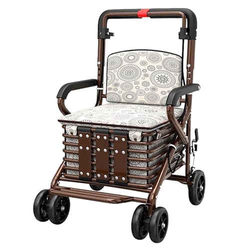 VGVG高齢者向けショッピングカート シルバーカー 座れる 折りたたみ 老人車 簡単なインストール 軽量 おしゃれ ショッピングカート 大容量 バッグ 座面付き 歩行補助 買い物 老人車 手押し車 介護 お散歩 折り畳み ブレーキ 駐車ストッパー 休憩 コ