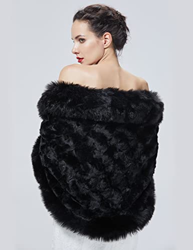 BEAUTELICATE Women's Faux Fur Shawl Warm Stole Wrap Shrug For Winter Wedding Dress Evening Party Plus Size3