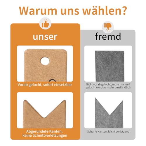 Huoflame 50 Stück Geschenkanhänger Danke - Kraftpapier Anhänger - Tags für Geschenkverpackung & Deko - 7x2 cm Blanko Etiketten für Hochzeit, Geburtstag, Weihnachten, DIY Projekte