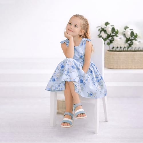 Image of Miss Lavish London Kid Dress for Girls, Shoulder Bow Printed Party Dress, Summer Dress for Girls, Kids Printed Dress for Birthday, Vacation, Wedding & Festival Girls Dresses