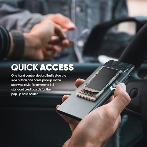 Image of VULKIT Minimalist Wallet with Money Clip RFID Protection Pop Up Card Holder Slim Wallet Credit Card Holder Metal Wallet, Space Grey