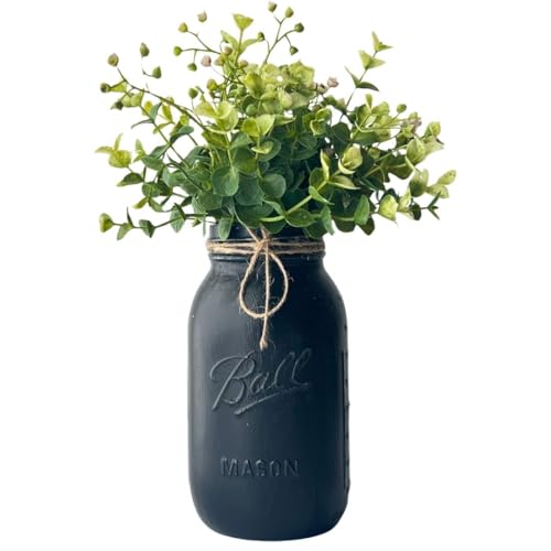 Black Table Centerpiece Minimalist Home Decor - Black Mason Jar