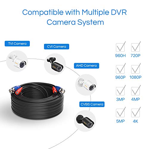 Anlapus 4 Pack 100ft All-in-One BNC Video Power Cables, BNC Extension Wire Cord with Eight Connectors for CCTV Camera DVR Surveillance System