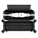 Flemoon吊り下げ可能なコンセント保護ボックス 屋外防水延長コード電源ボックス 耐候防雨用 ライトストリング保護用 ブラック