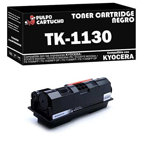 Pulpo Cartucho - Toner Genérico TK-1130 Negro Compatible con Kyocera TK1130 / 1T02MJ0NL0 - para Impresoras ECOSYS M2030dn, M2030dn PN, M2530dn | FS-1030MFP, FS-1030MFP DP, FS-1130MFP, FS-1130MFP DP ⭐