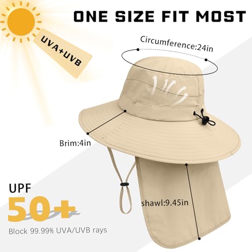 Image of Sun Hats for Men Women, UPF 50+ Protection Fishing Hat with Neck Flap