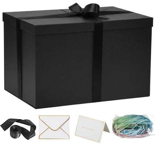 YINUOYOUJIA Extra Large Gift Box 17x11x11 Inches Black Gift Boxes with Lids for Presents 11-inch Deep Gift Box for Wrapping Gifts.Ideal for Birthday Weddings Anniversary Christmas or Business.