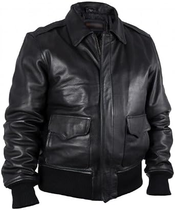 RAF Aviator WWII Mens A2 Military Cockpit Pilot Vintage Real Leather Bomber Jacket for Men US, Alpha, Large, Regular, Regular, A2 Flying Aviator Black