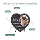 LAUBLUST Personalisierte Herzform Grabplatte mit Name & Foto als Grabschmuck für Hund, Katze & andere Haustiere - Pfoten, 3 Größen | Schieferplatte mit Gravur als Tiergrabstein Deko & Tiere Grabtafel