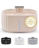 Pretty Paw© Fuente para Gatos con Sensor de Movimiento, Fuente de Agua para Gatos con Filtro y depósito de Agua de 3 litros (Beige)