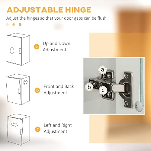 HOMCOM Kitchen Cupboard, Freestanding Storage Cabinet with 2 Adjustable Shelves, 2 Drawers and Open Counter for Living Room, Dining Room, 168cm, White - Image 6