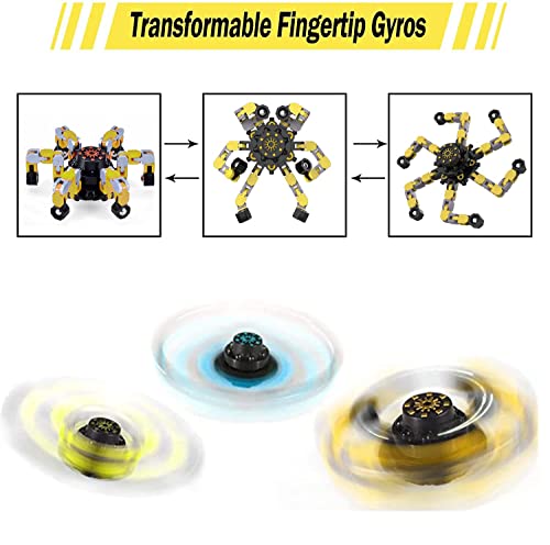 Sensory Fidget Spinners Toy Funny Finger Hand Spinner Toys With Transformable Chain Mechanical Spiral Twister Fingertip Gyro Stress Relief Toy For Kids Adults (3 Pack) #TOP7