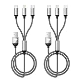 Multi USB Kabel [2Stück 1.2M], 3 in 1 Universal Ladekabel Nylon USB C schnellladekabel iPhone Ladekabel Mehrfach mit Micro USB Typ C Lightning Kabel für iPhone 17 16 15 14 13 12, Samsung, Handys