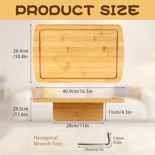 Plateau de canapé pliable en bois pour télécommande et support de boisson - 3